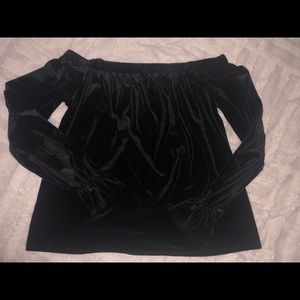 Off the shoulder crush velvet top